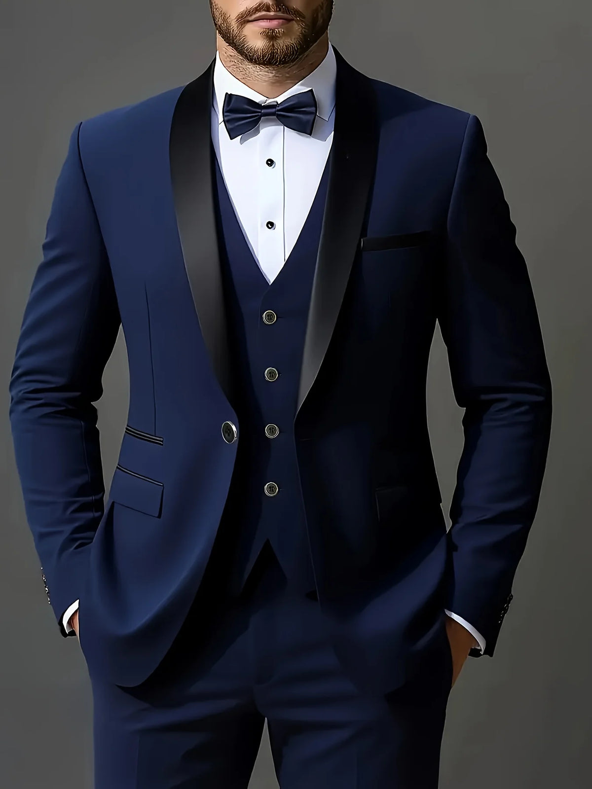 Men's 3pcs Suit Set, Jacket + Vest + Pants, Fashionable High-Quality, Suitable for Weddings, Parties and Formal Occasions