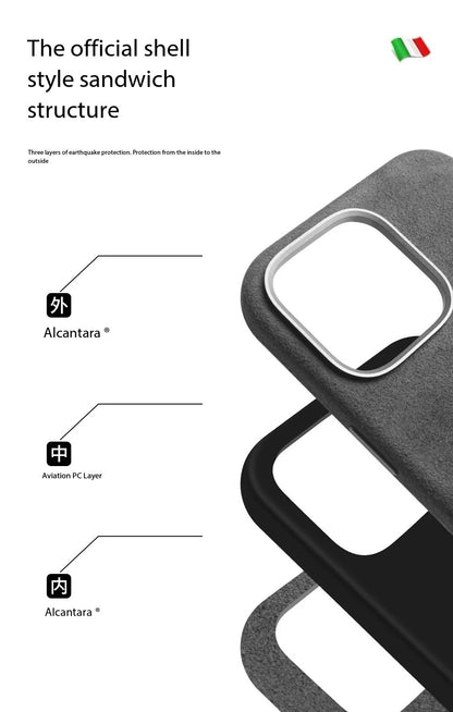 Real for Alcantara with Magsafe Case for iPhone 16 17 Pro Max 15 14 Luxury Magnetic Supercar Interior Leather Magnet Phone Cape