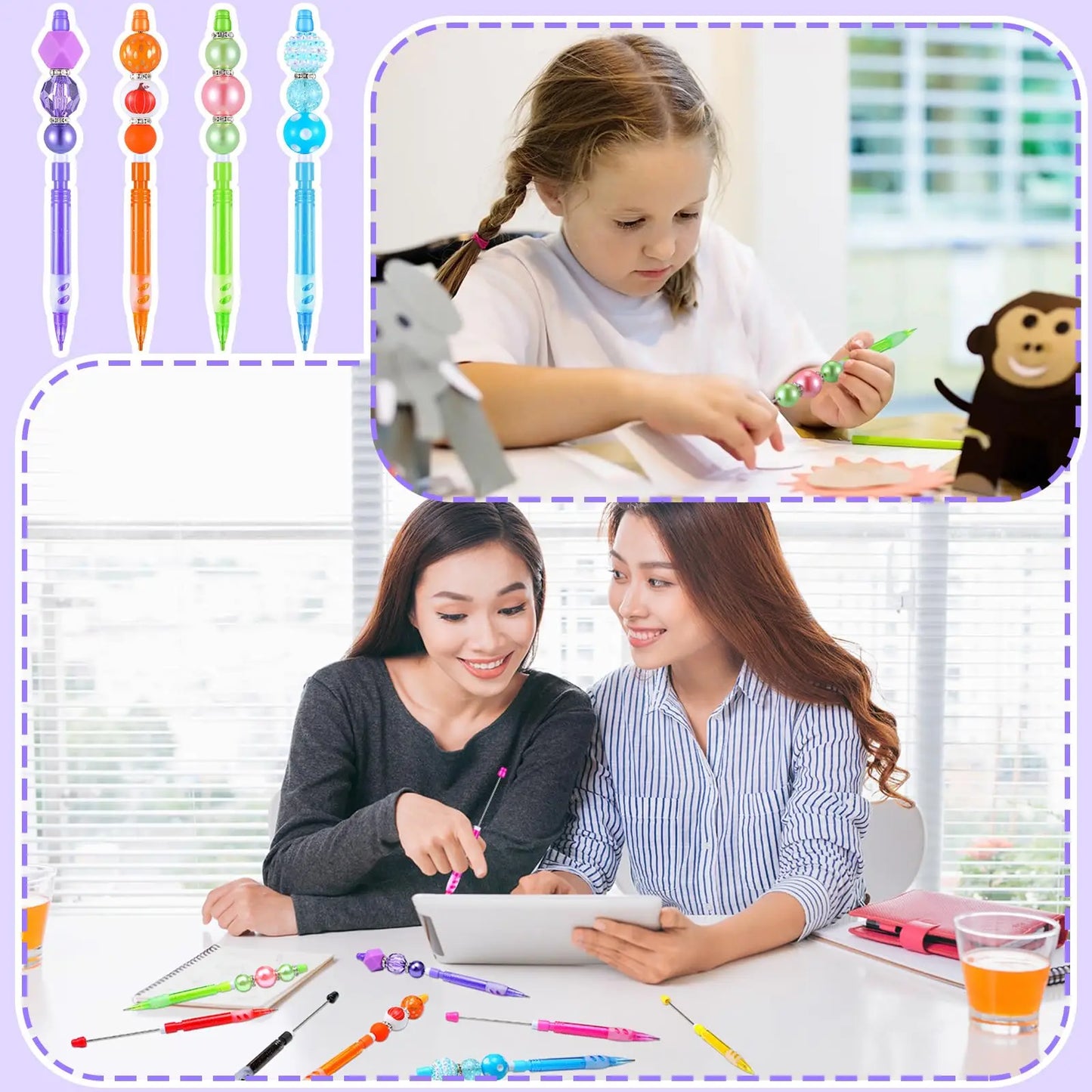 10-100Pcs Beaded Pencil HB Writing Beaded Pencil DIY Beadable Pencils Bead Pencil