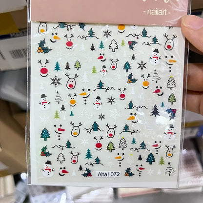 1sheet 5D Halloween Nail Stickers Pink/Green/Black Cartoon Pattern Nail Art Slider DIY For Sweet Cool Girl Cute Nail Decoration