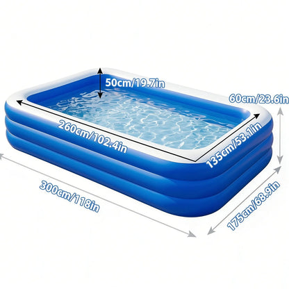 Foldable Inflatable Pool Thickened Family Swimming Pools Adult & Children Paddling Pool for Garden Backyard Summer Water Parties