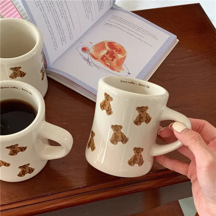 Ceramic Coffee Mug Cartoon Bear Chocolate Bear Mugs Girl Retro Coffee Cup Afternoon Tea Cute Ceramic Mugs Cute Coffee Mug Cup