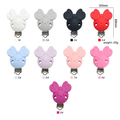 10pcs Silicone Cartoon Pacifier Clips Food Grade Silicone DIY Baby Teether Toy Necklace Pacifier Chain Dummy Clips