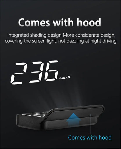 M3 HUD Obd2 Display On-board Computer Car Head-up display Windshield Big Font projection E-OBD and GPS Suitable for All Cars M1