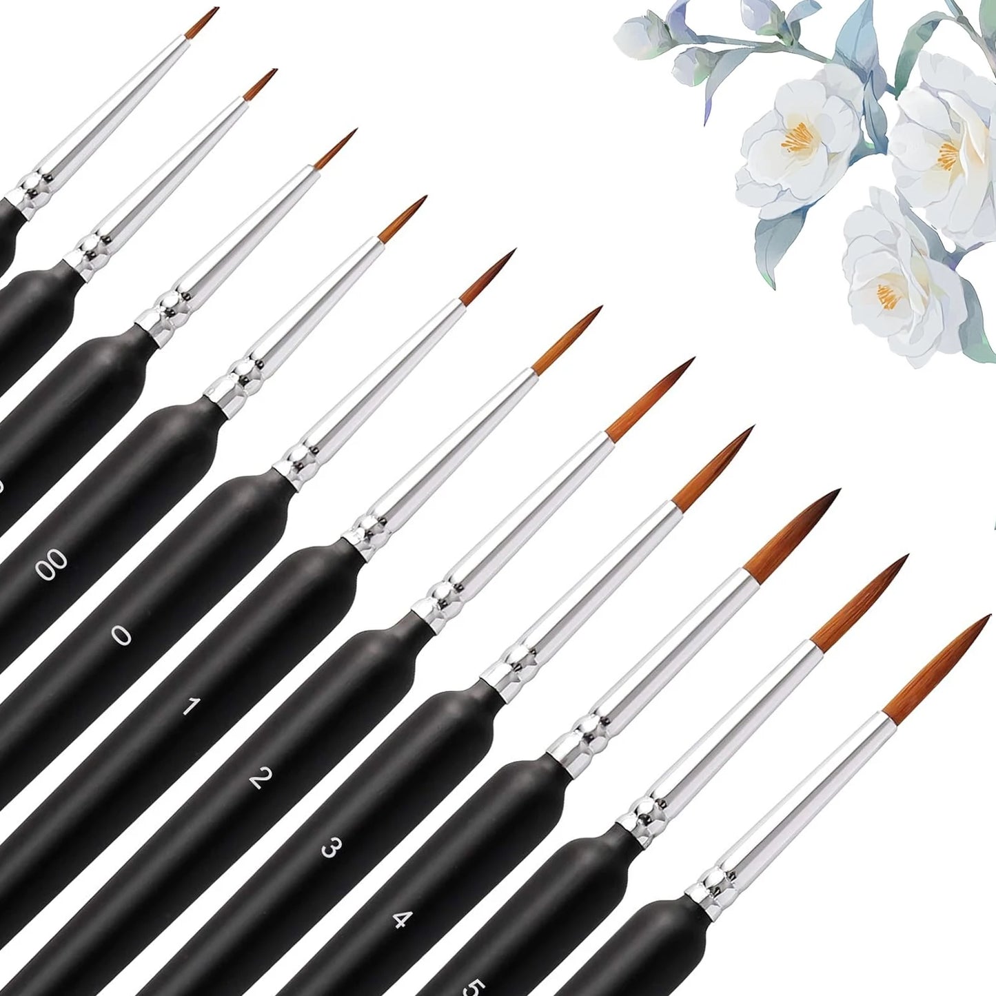 10/11pcs Miniature Paint Brushes, Detail Tip Paint Brushes Set With Ergonomic Handle - Suitable For Acrylic Painting, Oil, Wat