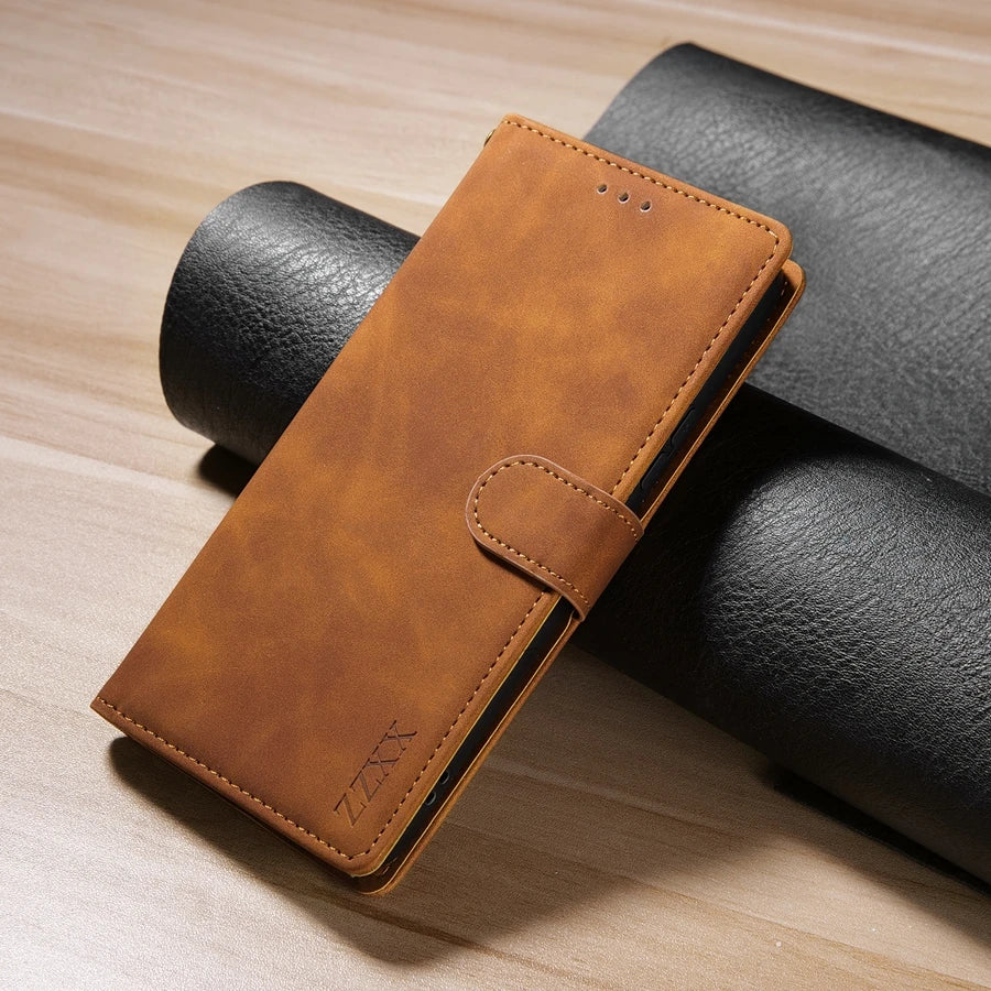 ZZXX Wallet Card Slot Holder Magnetic Flip Leather Case For iPhone 15 Pro Max 14 Plus 13 Mini 12 11 X XS XR SE 2022 8 7 6s Cover