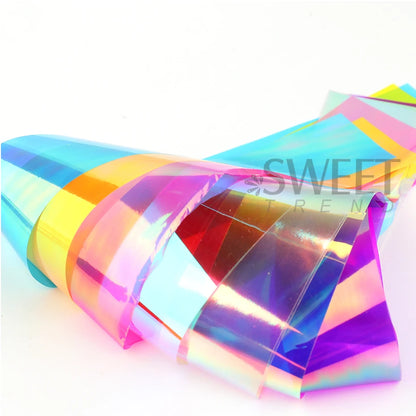 8/10pcs Holographic Aurora Film Nail Glass Foil Sparkly Ice Cube Transfer Paper Cellophane Sliders DIY Full Cover Manicure Wraps