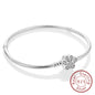 Bracelet Original 925 Sterling Silver Charm Bracelet 17-20CM Love Heart Pave Zirconia Bracelet for Women DIY Charm Jewelry Gifts