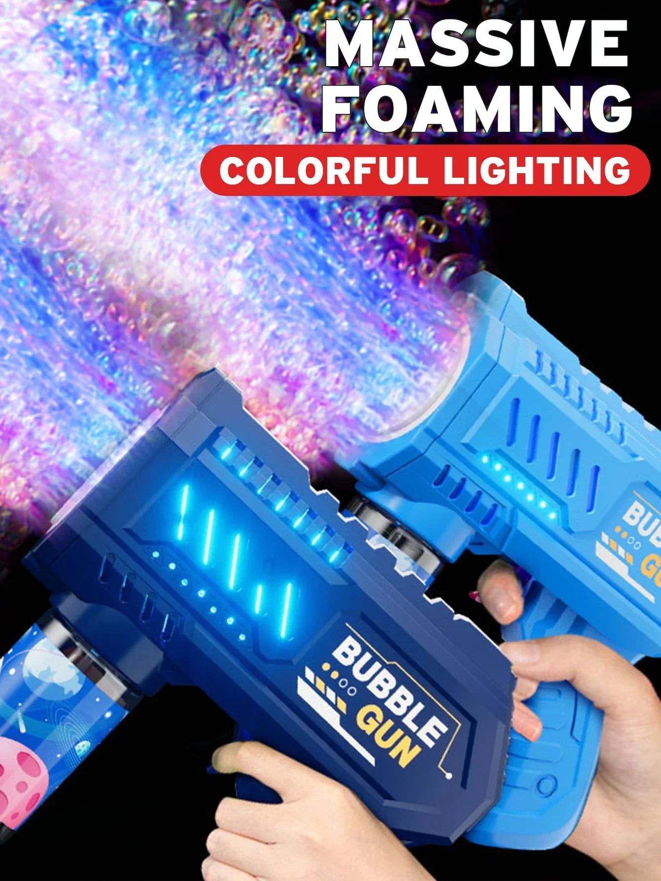 Fully Automatic Bubble Gun Rocket Bubbles Machine Automatic Blower with Bubble Liquid Toys for Kids Beach Outdoor Bubble Gifts
