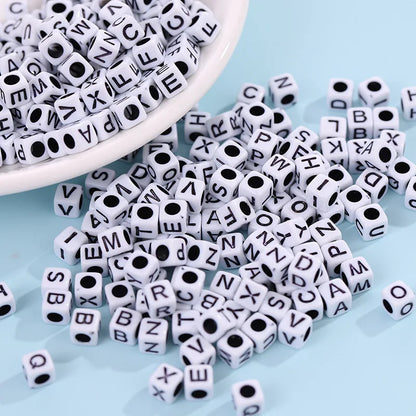 Hot! 100Pcs/Lot 6mm Mixed Many Kinds Acrylic Cube Square Number&Alphabet Letter Beads for Bracelet Necklace Jewelry Making DIY