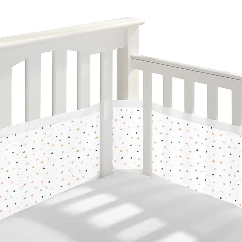 Breathable Mesh Bed Liner 4 Panel Baby Cot Fence Cotton Railing Thicken Bumper One-piece Crib Around Protector Baby Room Decor
