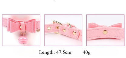 6 Colors Sexy PU Leather Bowknot Necklace Collar With Bell Bdsm Cosplay Slave For Women Bondage Gothic Choker Exotic Accessories