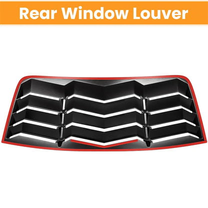Rear+Side Window Louvers for Dodge Challenger 2008-2023 Windshield Sun Shade Cover Vent GT Lambo Style Custom ABS Matte Style
