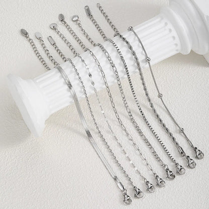 Women Chain Bracelet Silver Color, Stainless Steel Link Stackable Bracelets, Layered Waterproof Gifts