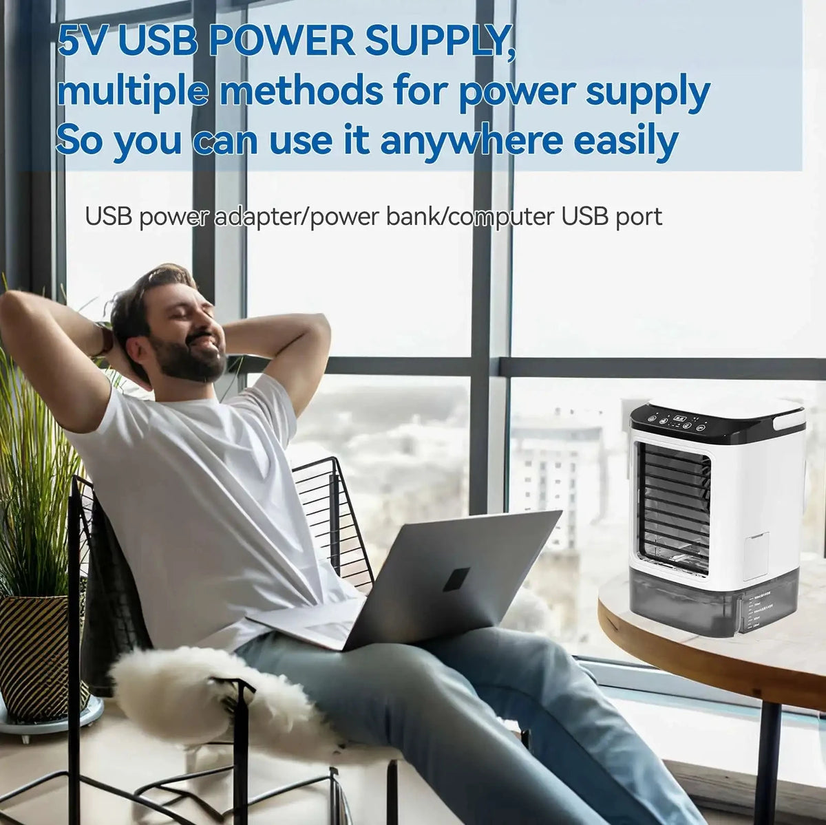 Portable air conditioner 3-speed Mini Air Conditioning 900ml Water Tank Air Cooler with 7-color Night Light For Office Bedroom
