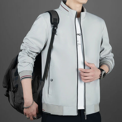 Men's Autumn Fashion Baseball Jackets Long Sleeve Stand Collar Loose Outwears Coats Sport Casual Slim Fit Business Jacket Male