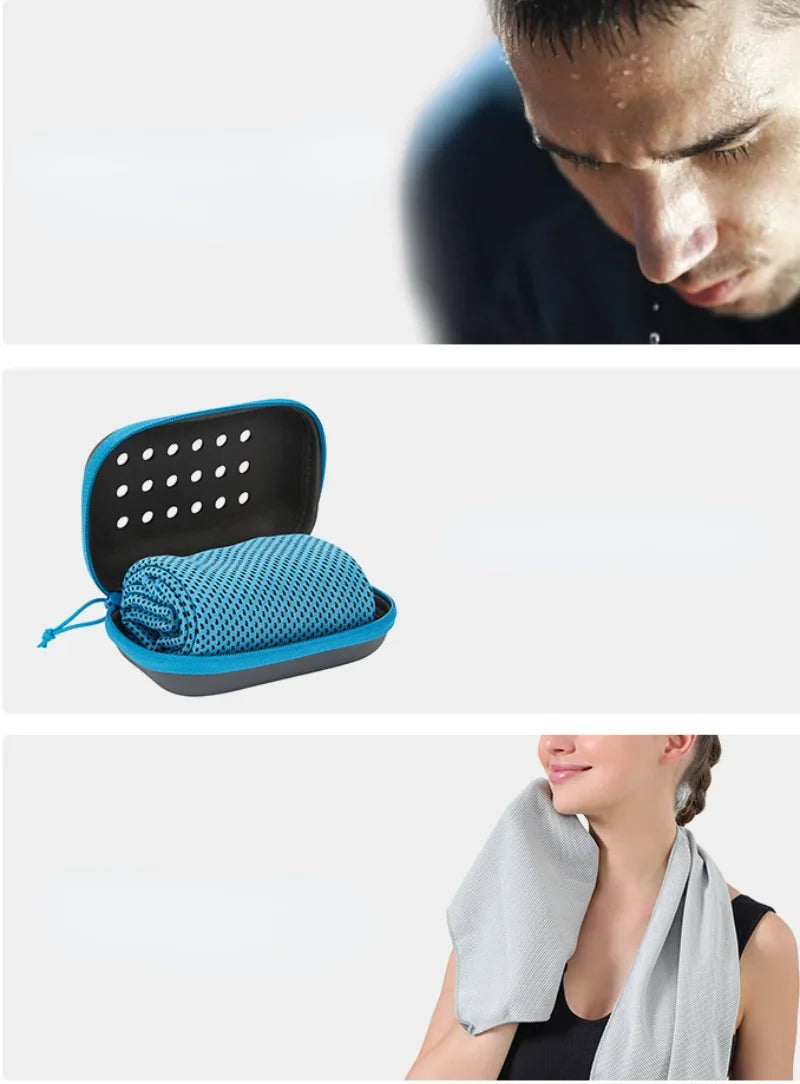 1pcs summer ice silk Towel Sports Instant Cooling Ice Towel Portable Outdoor Travel Fitness Running Swim Towel Silicone Bag