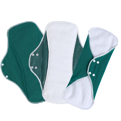 3pcs Reusable Sanitary Pads Cotton Yarn Washable Period Pads High Absorbency Leak-Proof Protection Skin-Friendly for Daily Use