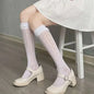 Women Sexy Floral Print Mesh Stockings Knee High Socks Soft Nylon Elastic Fishnet Fashion Long Leg Socks Designer Sheer Socks