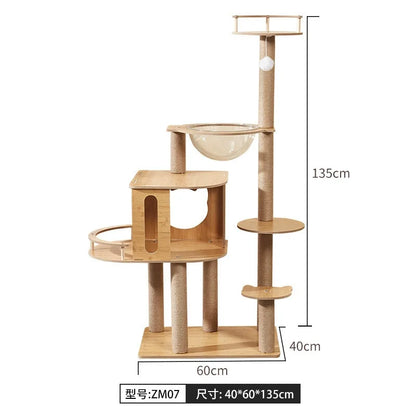 Large Pet Nest Wooden Climbing Frame Bamboo Wood Color Four Seasons Universal Cat Delivery Room Indoor Outdoor Play Tower