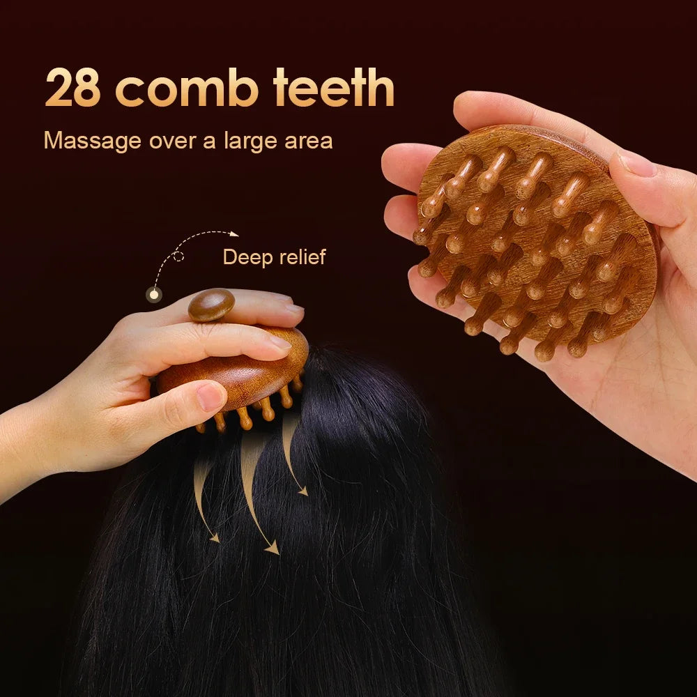 Wooden Scalp Massager Head Massager Brush Manual Scalp Scrubber Body Massage Tool for Woman Men Wet Dry Hair Brush Scalps Care