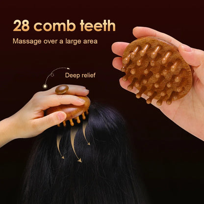 Wooden Scalp Massager Head Massager Brush Manual Scalp Scrubber Body Massage Tool for Woman Men Wet Dry Hair Brush Scalps Care
