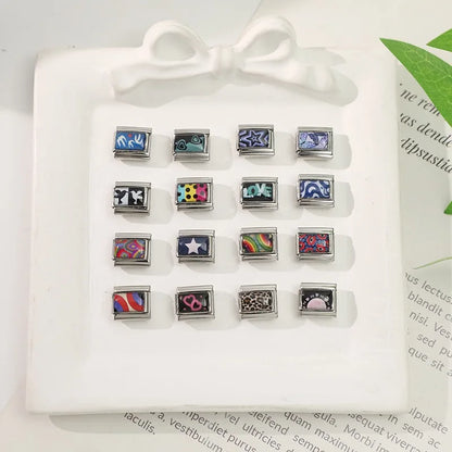 2026 Women Colored Star 1976 Eyes Heart Swan Watermelon Charms Italian Links Fit 9mm Bracelet Stainless Steel DIY Making Jewelry