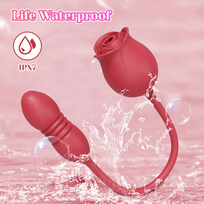 Rose Sucking Sex Toys Dildo Vibrator for Women 3in1 Thrusting G Spot Anal Vibrators Stimulator Female Vibrating Egg Adult Toys