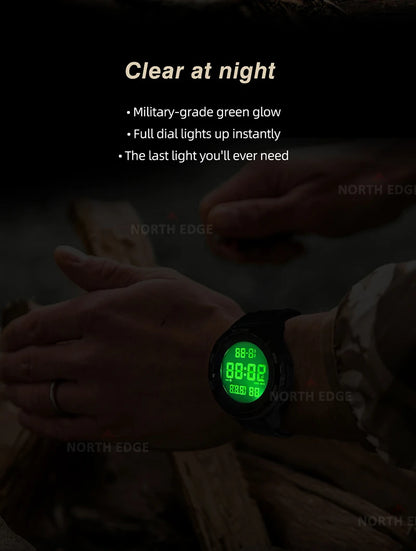 NORTH EDGE 2026 TERRAX Men's Digital Watches Outdoor Sports Swimming Waterproof 50M Stopwatch Countdown Electronic Watch For Men