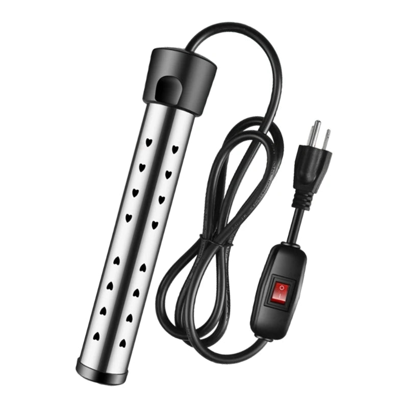 Fast Acting Heater 1500W Electric Water Heater Stainless Steel Texture Home and Office Travel Heater Suitable for Pools
