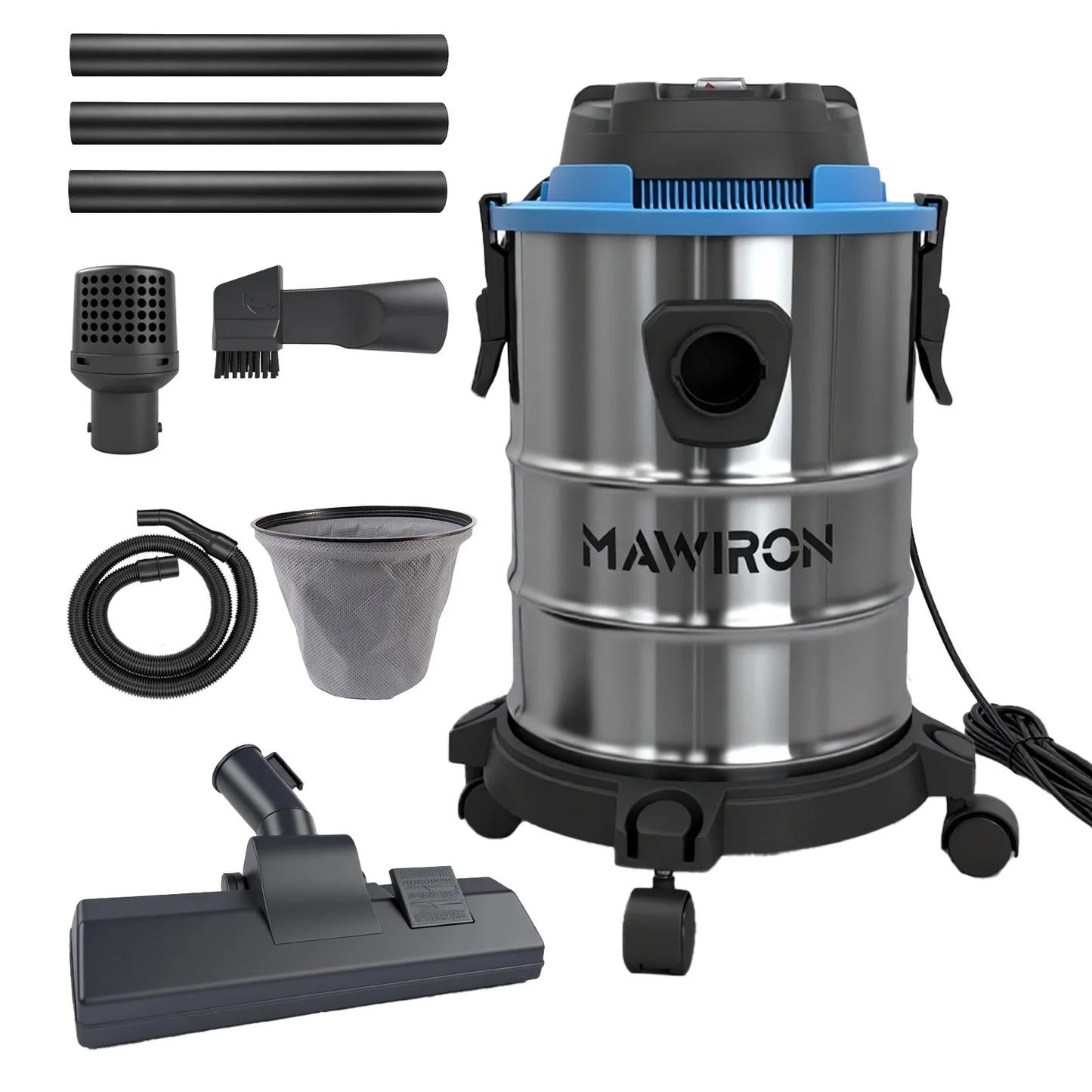 🔧 Heavy Duty Wet Dry Barrel Vacuum Cleaner Stainless Steel Bucket 5400W Powerful Suction Multi Scene Vacuum for Garage Workshop Car Interior Floor Stain & Dry Dust Removal