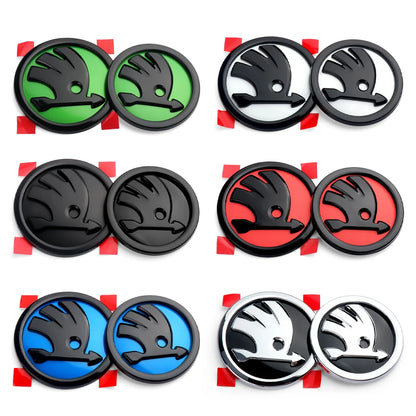 80/90/100mm Car Front Grille Hood Emblem Rear Trunk Badge Sticker For Skoda S Logo Octavia Fabia Superb Kamiq Kodiaq VRS Rapid