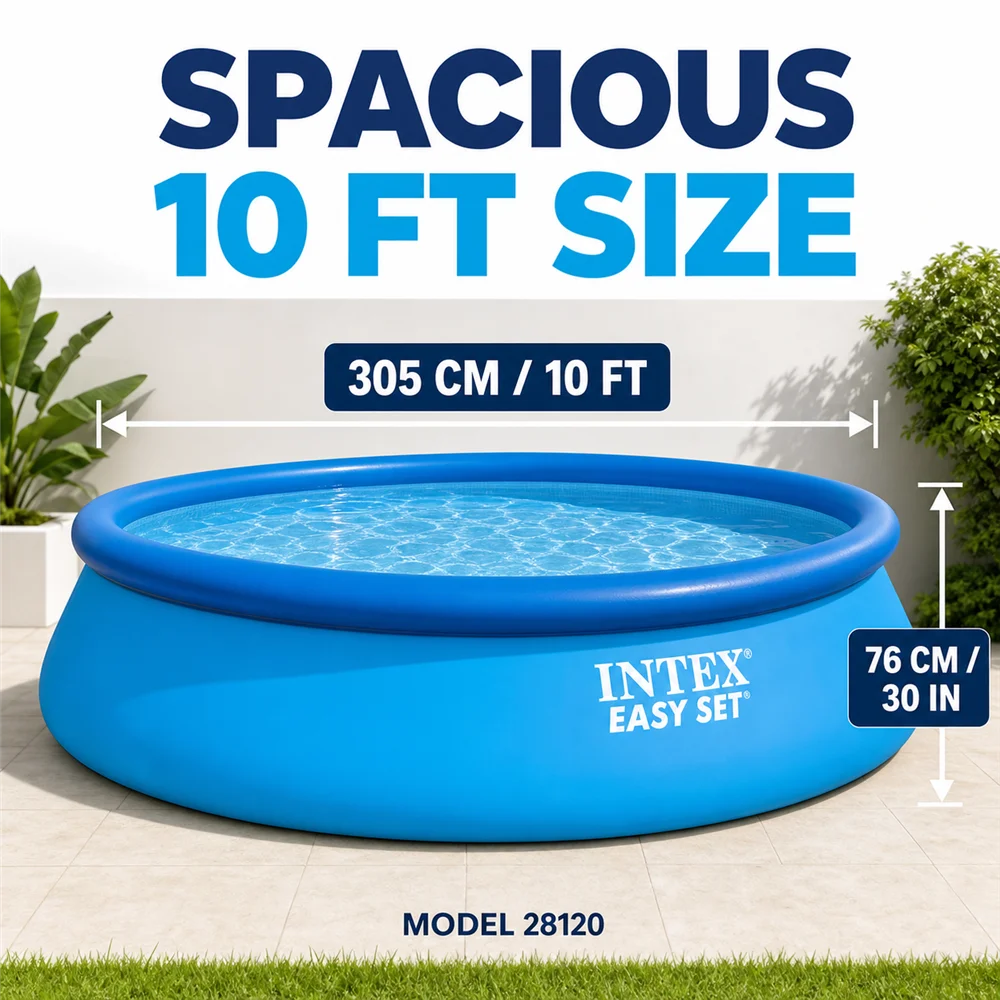 Removable Inflatable Pool Easy Set 3.05m X 76 cm or  Inches and Optional Cover - Instant Assembly 1942 or 3077 Liters Triple Layer
