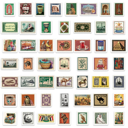 50PCS Arabic Aesthetic Stamps Fun Decoration DIY Stickers Phone Cases Notebook Water Cups Luggage Decoration Stickers