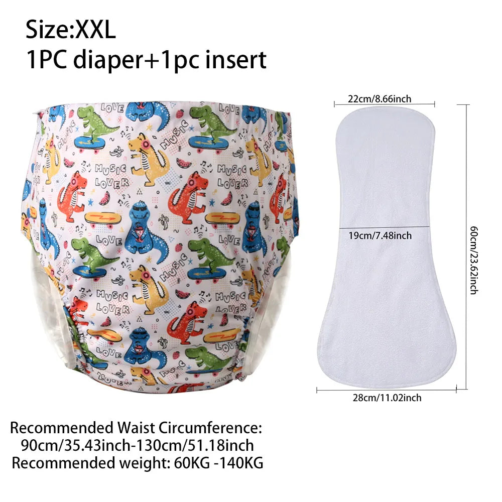 Ice Silk Adult Cloth Disaper Waterproof Old Man's Diaper Pants Reusable Diapers Trouser Pocket Anti-leak Breathable Nappy Pads