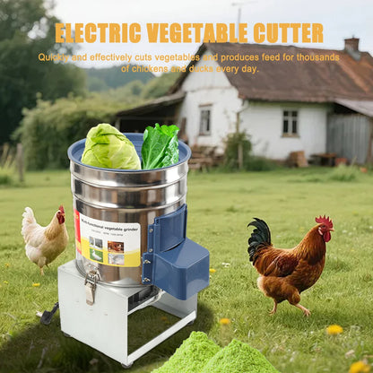 30L Stainless Steel Electric Feed Grinder 550W Vegetable Fruit Shredder 400kg/h for Chickens Ducks Livestock, Side Open Drum 220V Feed Chopper with Copper Motor
