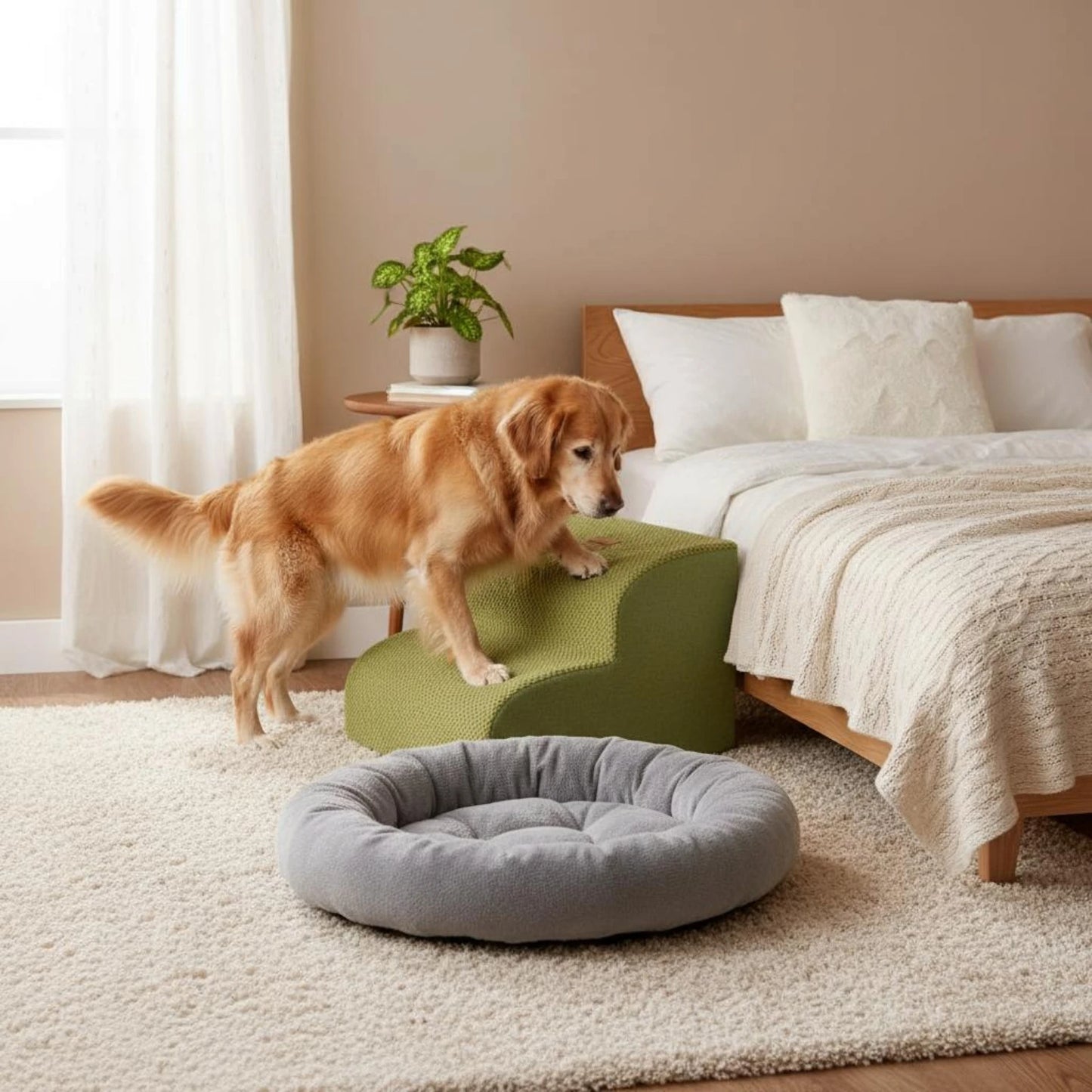 Pet Stair Ramp Washable Dog Ramp and Stairs Foam Pet Stairs Detachable Cover Sturdy for Sofa