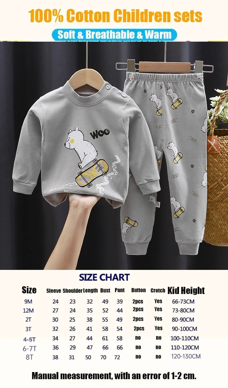 Children Sets Children's Clothing Boys Girls CottonAutumn winter Clothing Pants Sleepwear Underwear Christmas Gift Kids Clothes