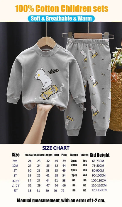 Children Sets Children's Clothing Boys Girls CottonAutumn winter Clothing Pants Sleepwear Underwear Christmas Gift Kids Clothes