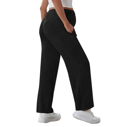 Maternity Pants Over The Belly Yoga Dress Work Pregnancy Pants Stretchy Lounge Wide Leg Trousers with Pockets