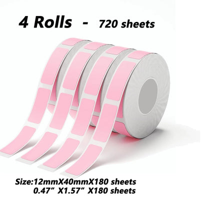 4 Rolls for Phomemo Adhesive Label for D30 Portable Thermal Label Maker, 0.47 X 1.57 In (12 X 40 mm) 180 Label/Roll Color P11 P1