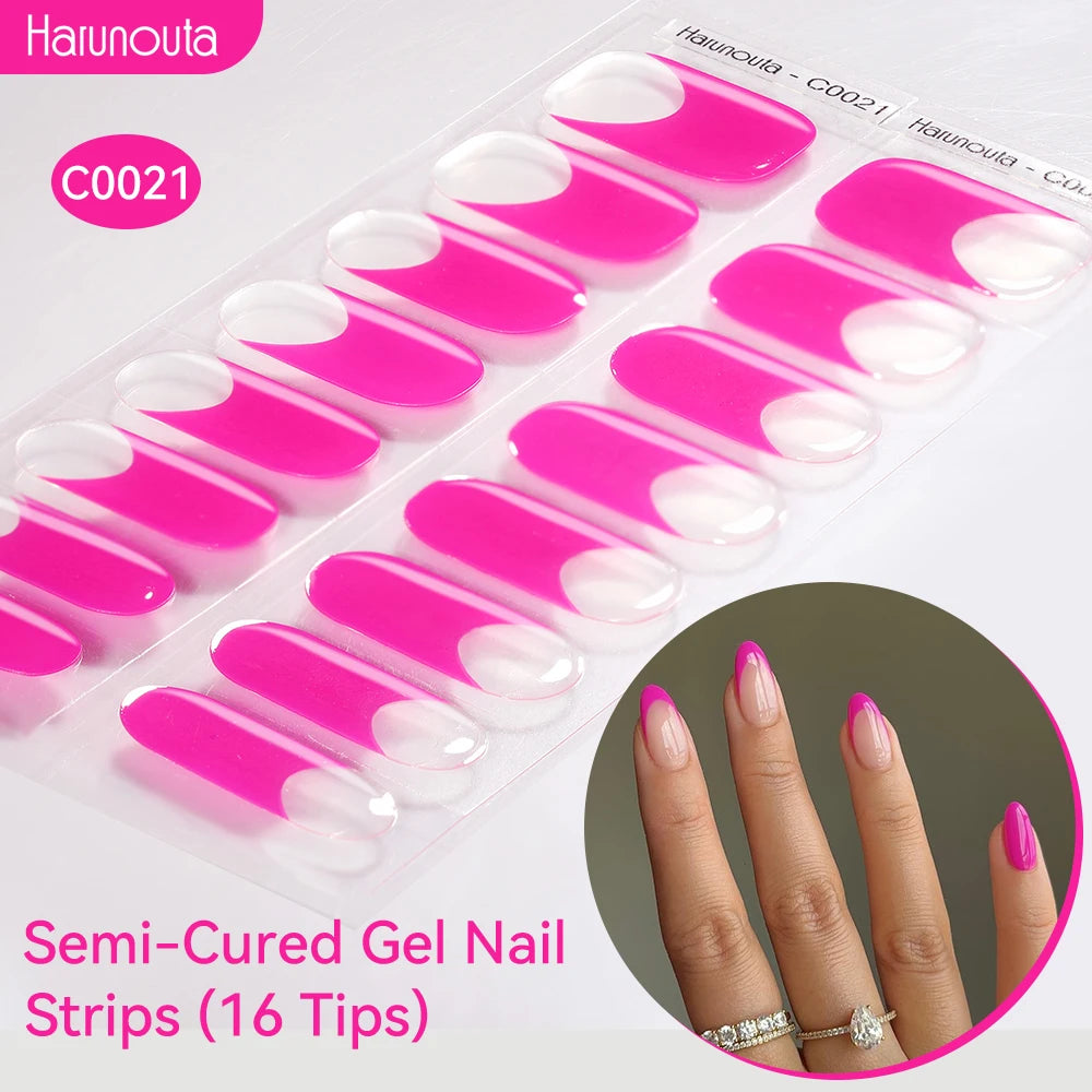 Gradient Auroras Semi Cured Gel Nail Strips Sparkly Shinning DIY Gel Polish Stickers for Nails Works with UV/LED Nail Lamps