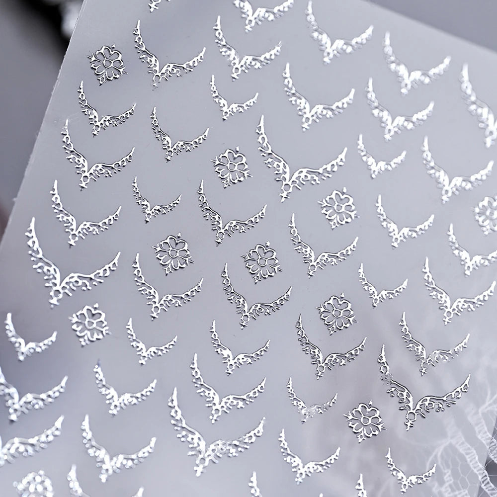 3D Gold Stamping V-Shaped French Tips Nail Art Stickers Retro Metal French Line Nail Decals Chrome Curved Strip Nail Decoration