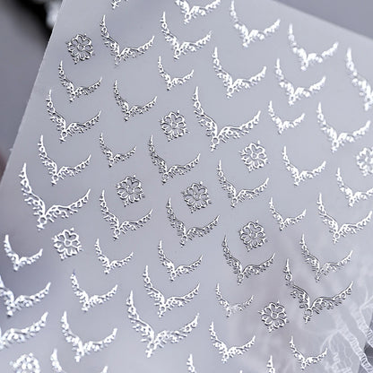 3D Gold Stamping V-Shaped French Tips Nail Art Stickers Retro Metal French Line Nail Decals Chrome Curved Strip Nail Decoration