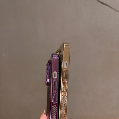 Luxury Plating Hollowed Out Case for iPhone 17 Pro 16 15 14 Pro Max Plus 13 12 Mini 11 17Air Heat Dissipation Shockproof Cover