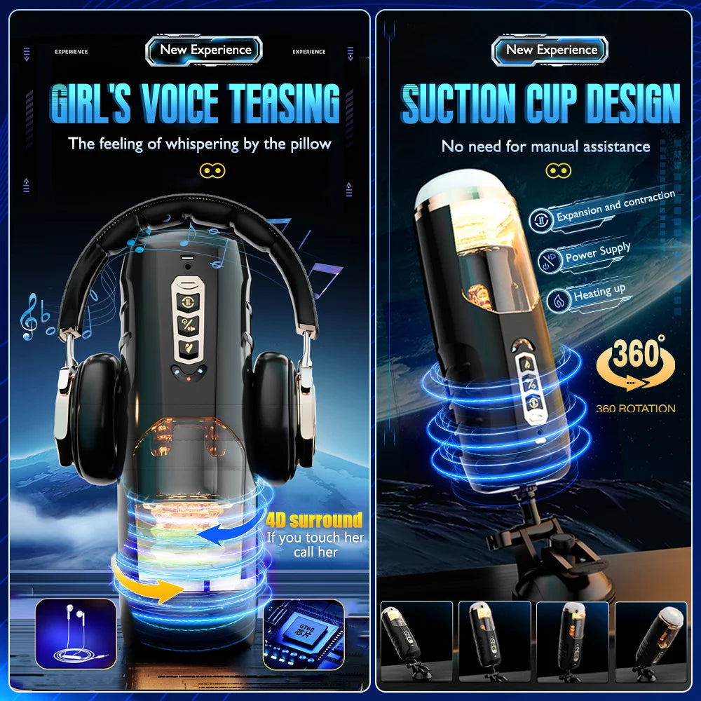 Automatic Male Masturbator Telescopic Vibrator Heating Sexy Voice Suction Cup Electric Pocket Pussy Sex Toys For Men
