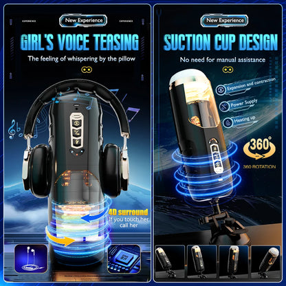 Automatic Male Masturbator Telescopic Vibrator Heating Sexy Voice Suction Cup Electric Pocket Pussy Sex Toys For Men