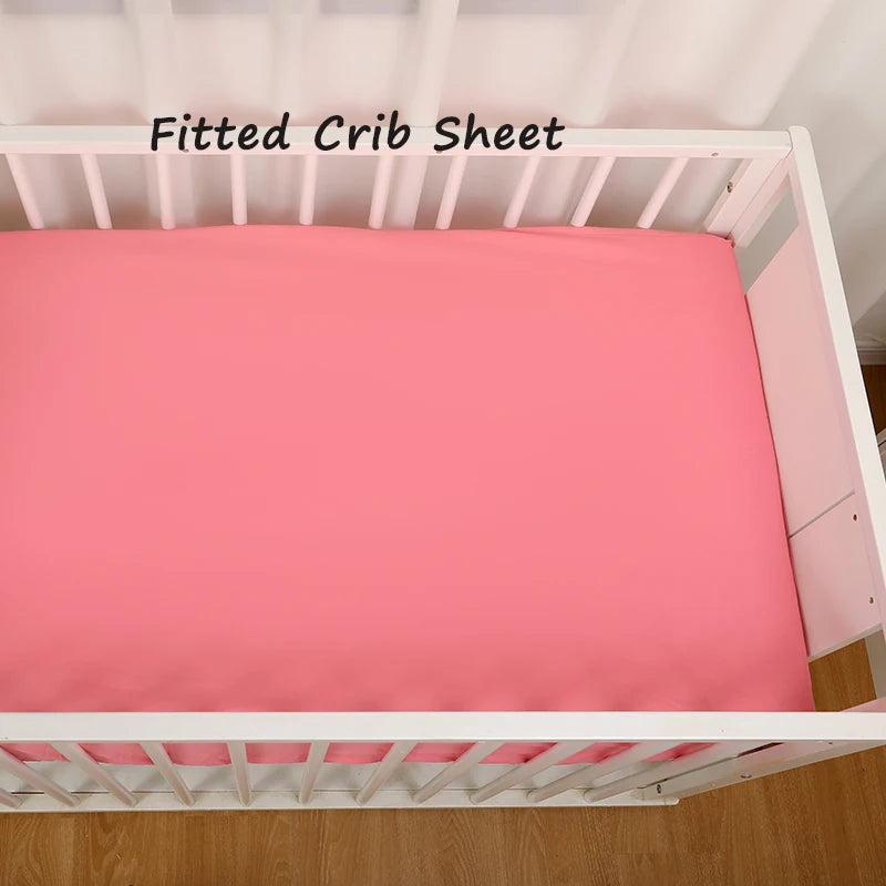 Baby Crib Sheets for Boys Girls Solid Color Fitted Crib Sheet Toddler Mattress Protector Cover Newborn Bed Sheet Babies Stuff