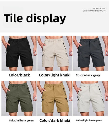 Men's Cargo Shorts; Summer Waterproof Breathable Comfortable; Multi-Pocket; Outdoor Casual Sports Beach Pants; Elastic Waistband