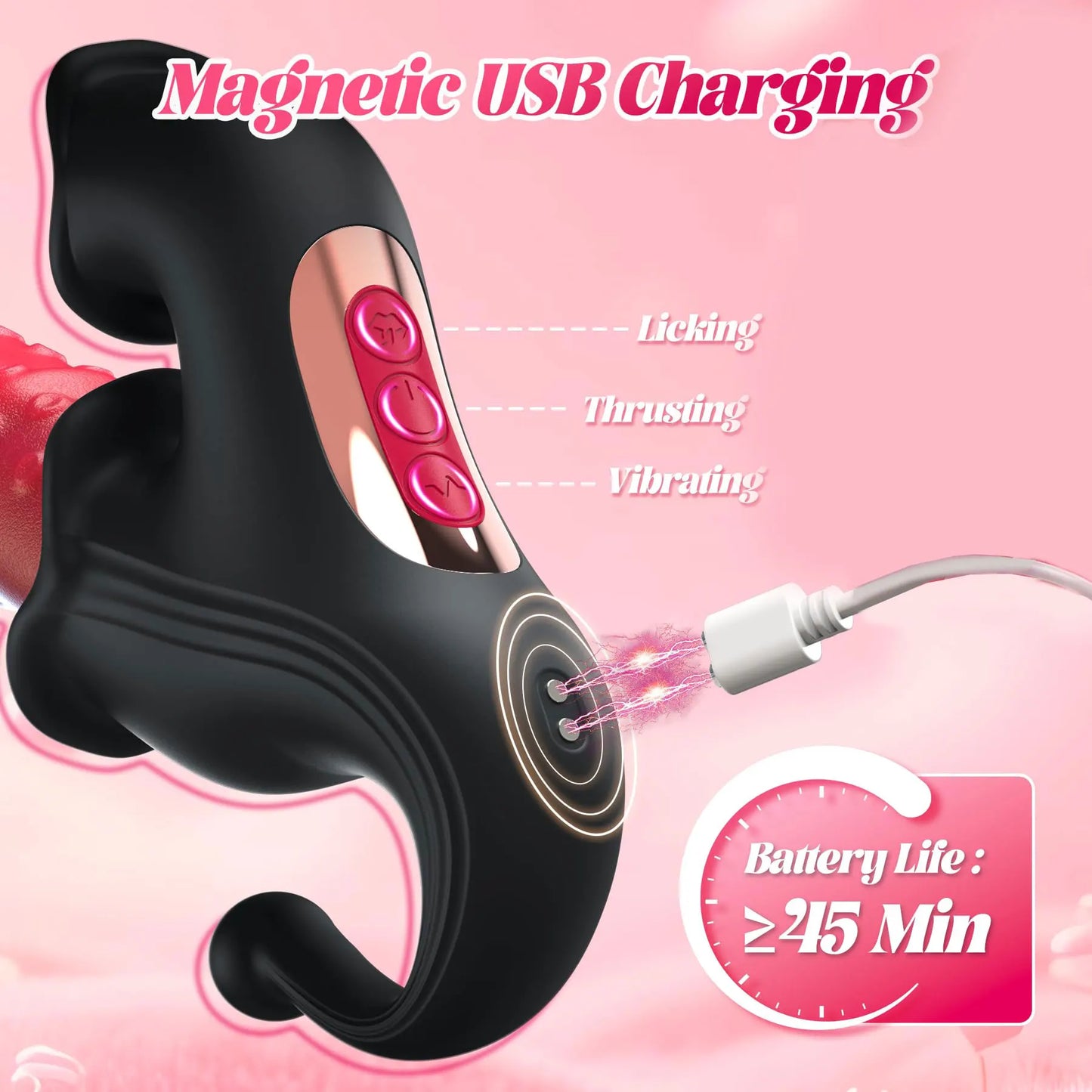 4 IN 1 Licking Thrusting Vibrator G Spot Clitoral Stimulator Vagina Massager Rabbit Vibrator Women Sex Toy for Clit Nipple &Anal